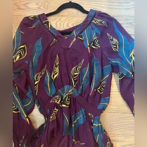 Long sleeved purple dresss shirt by Farm for Anthropologie.